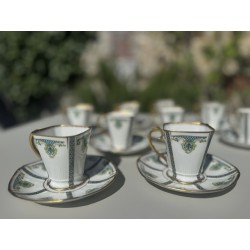 Limoges - Belle série de 10 tasses à café époque Art Déco