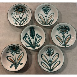 Robert Picault Vallauris - Série de 12 assiettes creuses décor Fleur