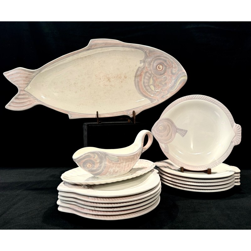 Assiettes à poisson - COPENHAGUE par Longwy de Bellevue Vintage