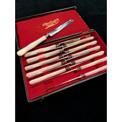 Coffret de 12 couteaux au manche de Nacre