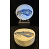 Pillivuyt - 8 assiettes au décor de Homard Bleu en porcelaine