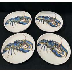 Pillivuyt - 8 assiettes au décor de Homard Bleu en porcelaine